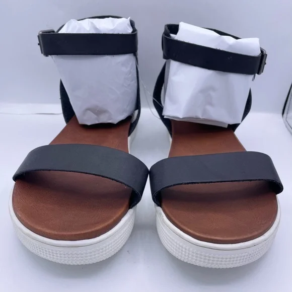 MAURICES black leather ankle strap platform sandals women Size 11 - Picture 10 of 12